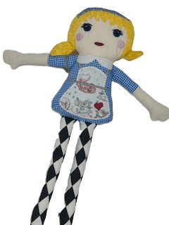 Alice rag doll with white background