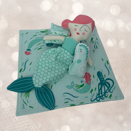 Fabric Mermaid Doll, hand-sewn cloth doll