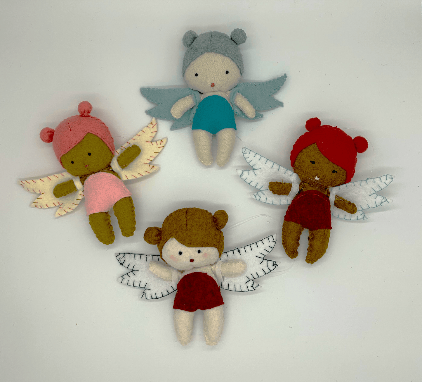 Group of four felt Tooth Fairies